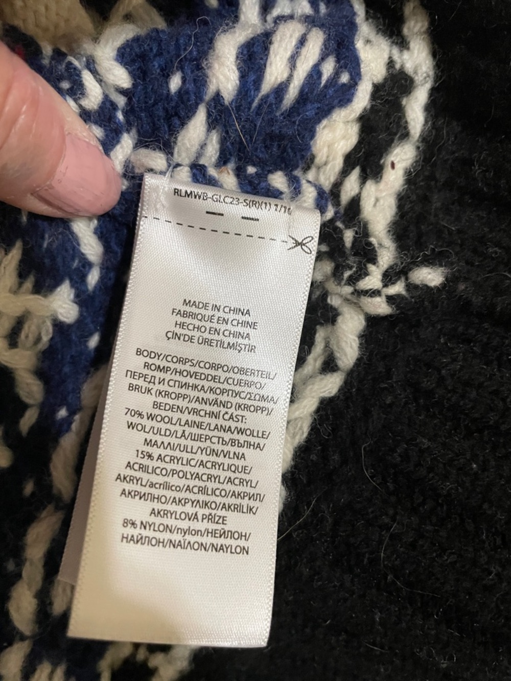 Polo by Ralph Lauren Black, White, Red & Navy Fair Isle Shawl Cardigan - Picture 12 of 16
